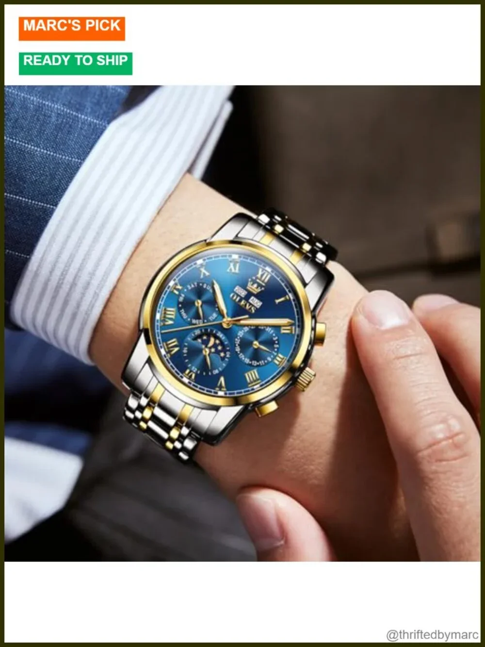 Men's Automatic Self-Winding Mechanical Dress Watch Stainless Steel Waterproof